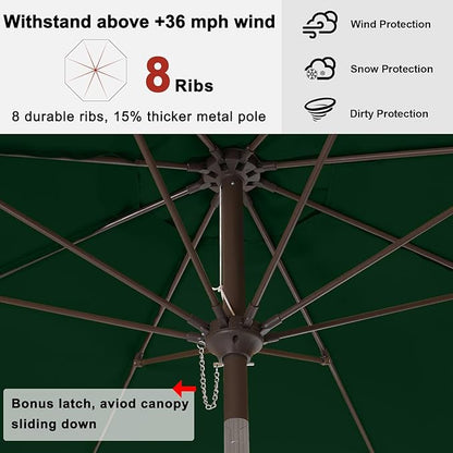 ABCCANOPY 9FT Outdoor Patio Umbrella, 8 Ribs Table Umbrella for Easy Set Up, Suitable for Garden, Lawn, Deck & Backyard (Green)