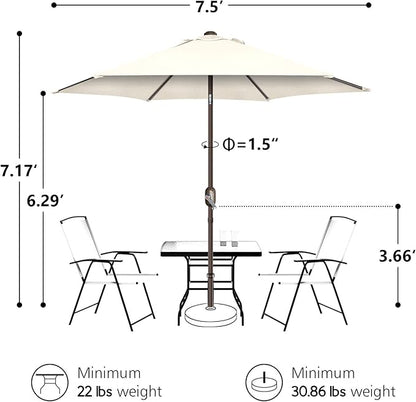 7.5Ft/9Ft Patio Umbrella, UV Protect Pool Umbrella with Heavy Duty Pole,Outdoor Umbrella with Push Botton Tilt & Crank