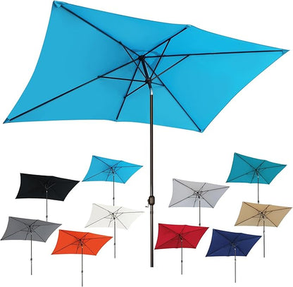 Blissun Rectangular Patio Umbrella, Table Market Umbrella with Tilt and Crank, Outdoor Umbrella for Garden, Deck, Backyard, Pool and Beach