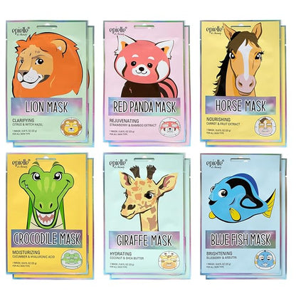 Epielle Character Sheet Masks 12 Pack, Animal Spa Mask, Korean Beauty Mask For All Skin Types, Kids Face Mask, Birthday Party Gift, Girls Night, Spa Day, Spa Night, Spa Gifts for Women