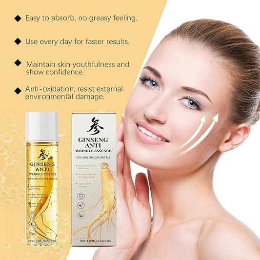 Ginseng Essence Anti-Wrinkle Serum – Hydrating & Firming Face Oil with Ginseng Root Extract – Korean Herbal Ginseng Supplement for Smoother Skin