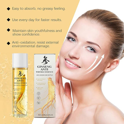 Ginseng Essence Anti-Wrinkle Serum – Hydrating & Firming Face Oil with Ginseng Root Extract – Korean Herbal Ginseng Supplement for Smoother Skin