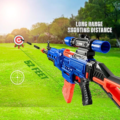 Bigpower Electric Kids Toy Sniper Rifle with Scope Tactical Vest Kit,4 in 1 Automatic Kids Sniper Rifle Toy Guns for Boys 8-12,Rifle Dart Guns for Adults，Toy Guns with Removable Magazines（2 Pieces
