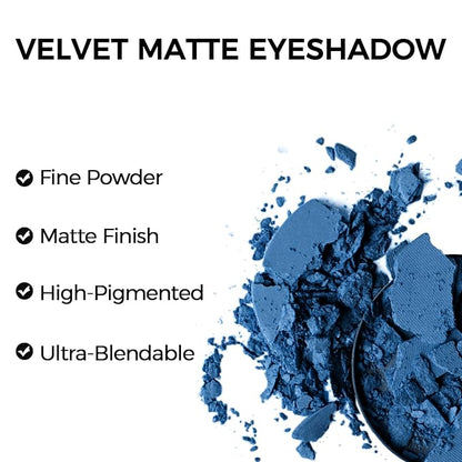 Erinde Single Dark Blue Matte Eyeshadow Palette, High Pigmented Eye Shadow Powder, Long Lasting, Ultra-Blendable, Intense Color
