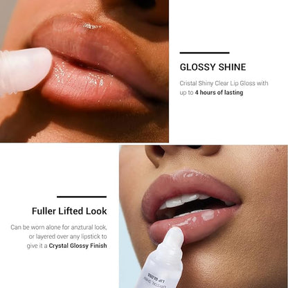 STUDIO LIMITED Instant Fab Crystal Shiny Clear Lip Gloss Long Lasting Ultra Hydrating Plumping Lip Gloss for women girls Value Pack 14ml/ 0.47oz (Clear, 3 Pcs)