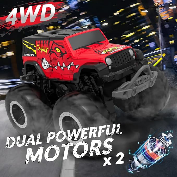 STEMTRON Amphibious Remote Control Car 2.4GHz 1:20 All Terrain Off-Road RC Car Remote Control Boat Gifts for Kids Boys Red