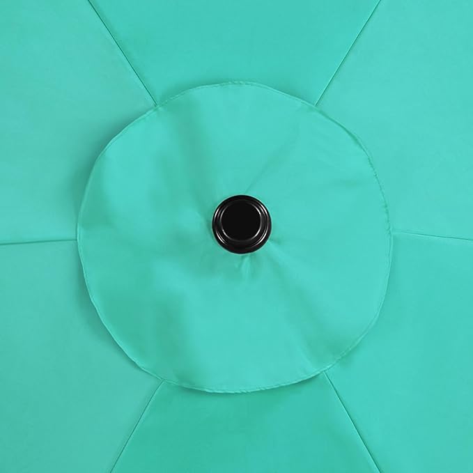 Yaheetech 7.5FT Patio Umbrella Outdoor Table Umbrella Canopy Market Umbrella with Push Button Tilt & Crank for Garden/Lawn/Deck/Backyard, 6 Ribs, Turquoise