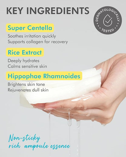 DERMAL Seoul Face Madecassoside 3X Daily Quick Mask 36 Sheet – Korean Skincare Vegan Tencel Facial Masks - Improving Dark Spots, Soften Skin Mask Sheets with Rice, Vitamin C, Panthenol