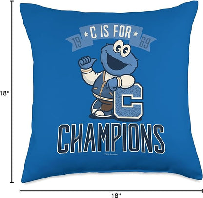Sesame Street Cookie Monster C is for Champions Throw Pillow, 18x18, Multicolor