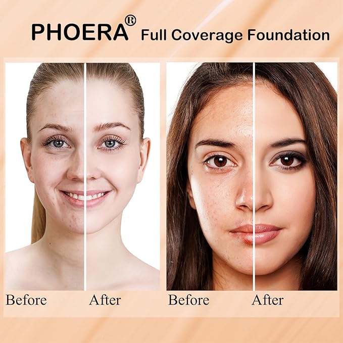 PHOERA Foundation, PHOERA Contour Palette,Shades with Highlighter & Contour/Porcelain+ Nude+#001)