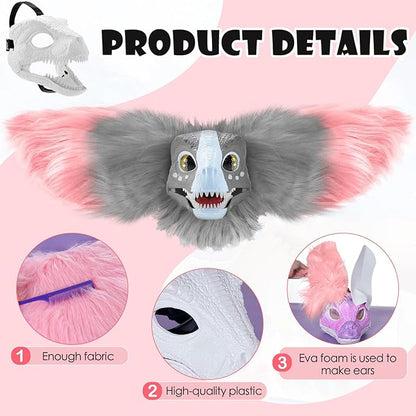 13 Pcs DIY Dino Mask Kit Hard Plastic Dinosaur Mask Furry Therian Dino Costume Kit Animal Dinosaur Party Costume