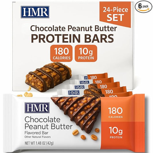 HMR Chocolate Peanut Butter Protein Bar | Nutritious Snack to Support Weight Maintenance | Low Calorie Dessert | 10g of Protein | 24 Count