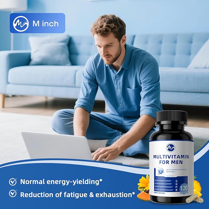 Multivitamin for Men - Daily Mens Multivitamins with Vitamin D, Zinc, Methylcobalamin B12, Folic Acid, Lycopene and Prebiotics for Men's Wellness, Immune Support, Energy and Vitality, 120 Capsules
