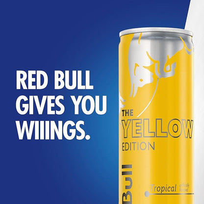 Red Bull Yellow Edition Energy Drink, Tropical, with 80mg Caffeine plus Taurine & B Vitamins, 8.4 Fl Oz, Pack of 24 Cans