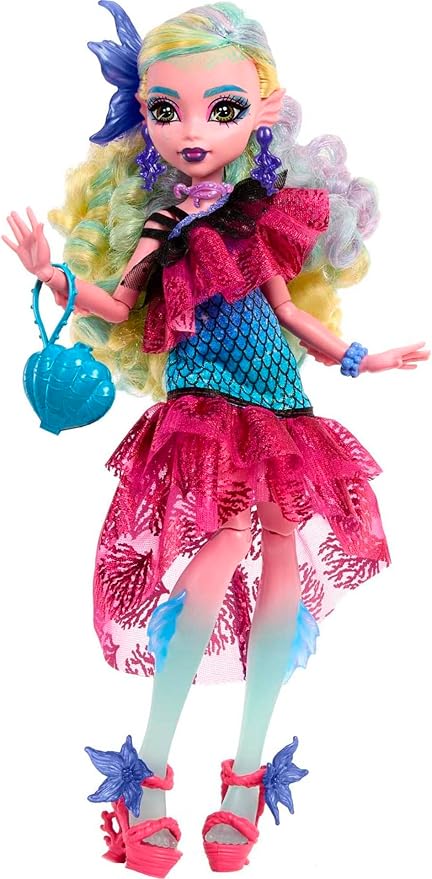 Monster High Monster Ball Doll, Lagoona Blue in Party Dress with Themed Accessories Including Balloons & Punch Bowl