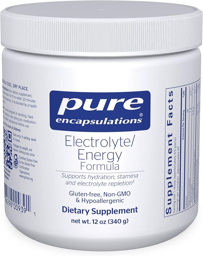 Pure Encapsulations Electrolyte Energy Formula | Hydration Supplement Powder for Muscle Recovery, Minerals, Mental Focus, and Working Out* | 12 Ounces