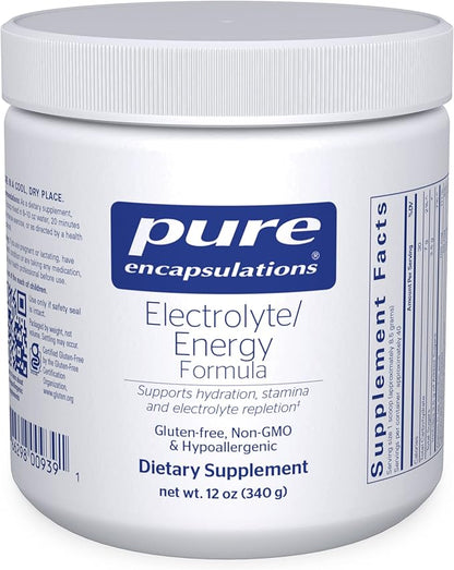 Pure Encapsulations Electrolyte Energy Formula | Hydration Supplement Powder for Muscle Recovery, Minerals, Mental Focus, and Working Out* | 12 Ounces