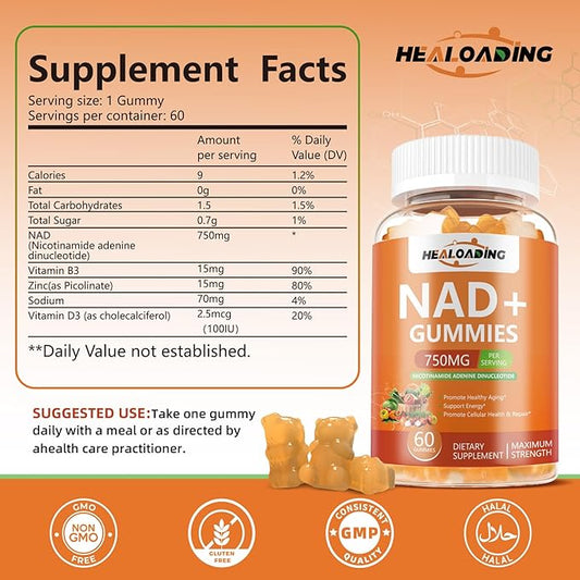 NAD+ Gummies NAD Resveratrol Supplement : NAD Supplements for Women Aging Defense Absorption Than Nicotinamide Riboside Boost Vitamin B3 D3 Sodium Zinc Support Cellular Health Energy and DNA Repair