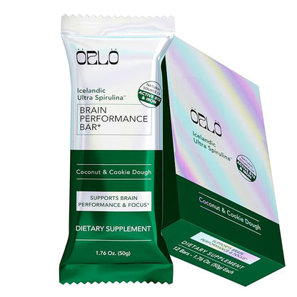 ORLO BRAIN PERFORMANCE BAR – Vegan Protein Bars for Brain & Energy Support – Focus & Memory, Pre & Post Workout Recovery – Gluten Free Snack with L-Theanine, Lions Mane, Spirulina & More (12 Bars)