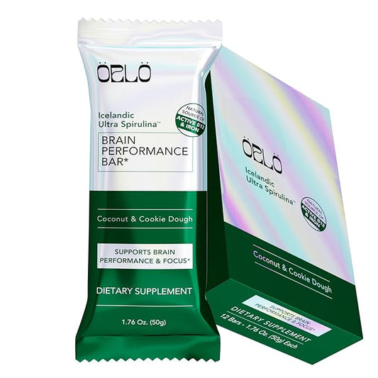 ORLO BRAIN PERFORMANCE BAR – Vegan Protein Bars for Brain & Energy Support – Focus & Memory, Pre & Post Workout Recovery – Gluten Free Snack with L-Theanine, Lions Mane, Spirulina & More (12 Bars)