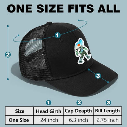 Mesh Bigfoot Hat Leather Cap for Men- Great Snapback Closure Sasquatch Hat for Hunting & Hiking