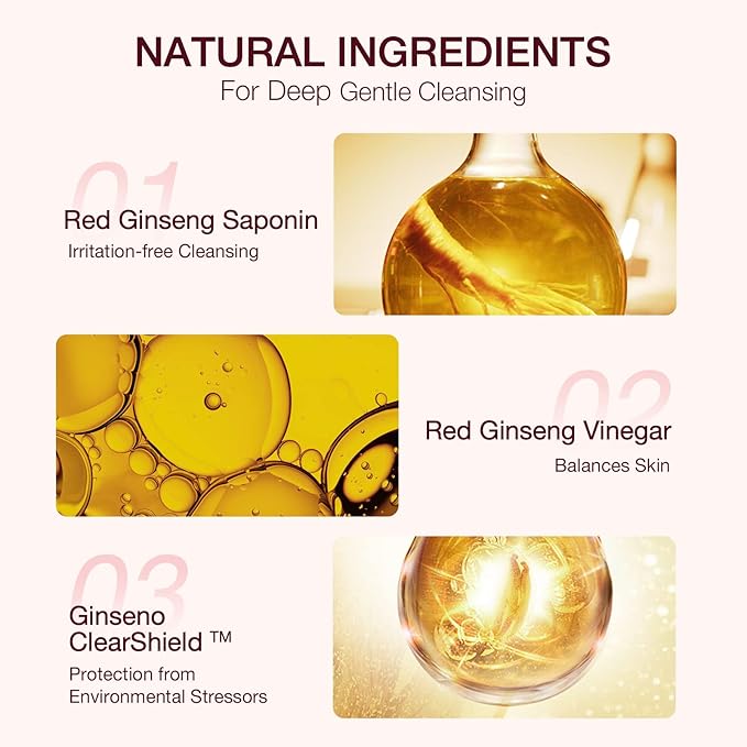 Donginbi Red Ginseng Micro Cleansing Foam - Hydrating Face Wash with Red Ginseng Extract, Non-Irritating, Lightweight & Creamy Daily Face Cleanser, 5.07 floz / 150ml