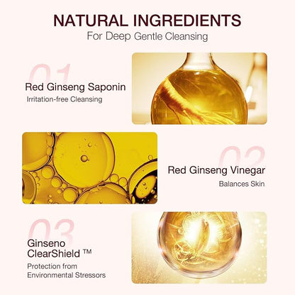 Donginbi Red Ginseng Micro Cleansing Foam - Hydrating Face Wash with Red Ginseng Extract, Non-Irritating, Lightweight & Creamy Daily Face Cleanser, 5.07 floz / 150ml