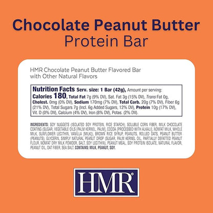 HMR Chocolate Peanut Butter Protein Bar | Nutritious Snack to Support Weight Maintenance | Low Calorie Dessert | 10g of Protein | 24 Count