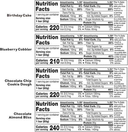 ONE Protein Bars, Sampler Variety Pack, Gluten Free with 20g Protein and 1g Sugar, Pantry Staples, 2.12 oz (8 Count)