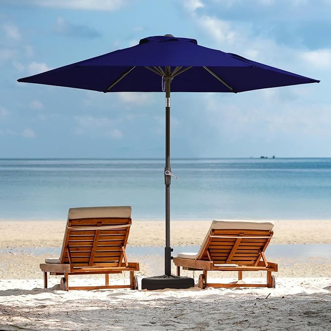 JEAREY 7.5FT Patio Umbrellas Outdoor Umbrella Table Market Umbrella with 6 Ribs,Tilt Button for Pool Deck Backyard Garden,Navy