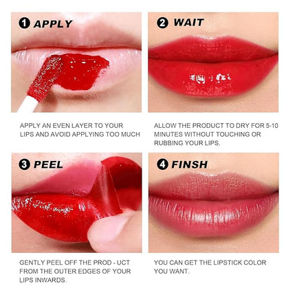 Peel Off Lip Tint, Wipe-On Colour Liquid Lipsticks, Tattoo Glaze, Matte High Pigment Long Wear Waterproof Contour Stain, Non Smudge Transfer Proof Tear-off Gross (#04, 0.12 floz)