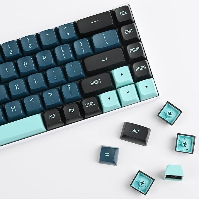 160 Monster Full Key Cap Group, CSA Profile Custom Keycaps PBT Double Shot ANSI Layout Keyboard for Cherry/Gatron MX Switches Mechanical Gaming Keyboards (Monster Blue)