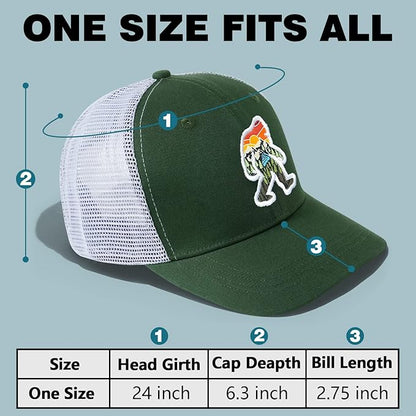 Mesh Bigfoot Hat Leather Cap for Men- Great Snapback Closure Sasquatch Hat for Hunting & Hiking