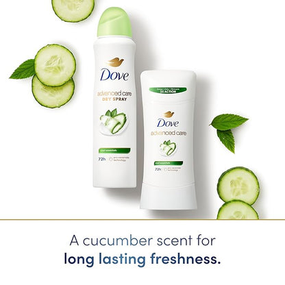 Dove Advanced Care Anti Deo Stick Cool Essentials Pack of 12 for helping your skin barrier repair after shaving 72 h odor control and all-day sweat protection with Pro Ceramide Technology 2.6 oz