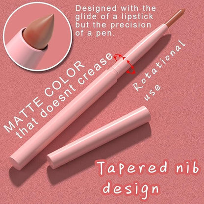 Silky Smooth Retractable Matte Lip Liner Pencil, Light Orange Lip Liner Long-Lasting Creamy Formula for Shaping & Sculpting Lips, Matte Velvet Pigmented Lip Liner Crayon Lipstick 04#