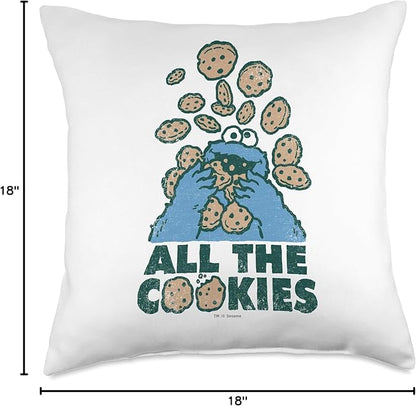 Sesame Street Monster All The Cookies Throw Pillow, 18x18, Multicolor
