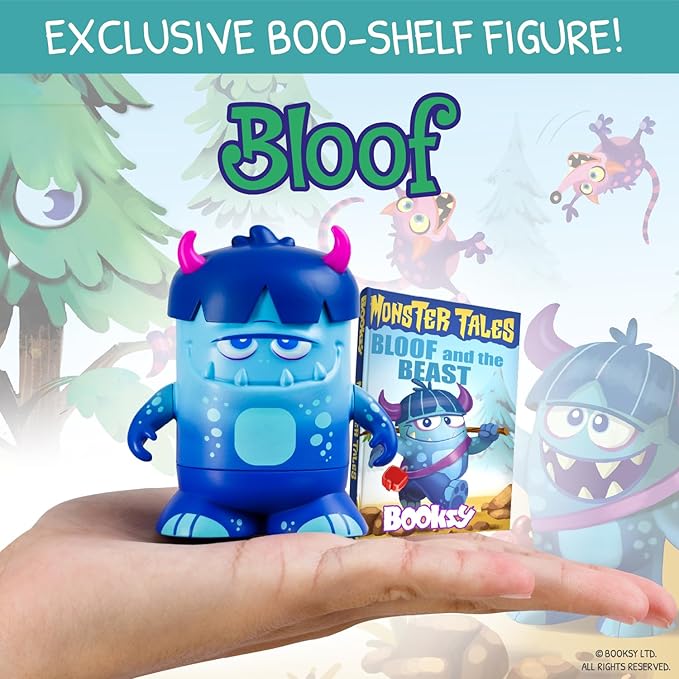 BOOKSY - Monster Tales Collector Display Set - 1 Mini Monster Bookshelf, 1 Mini Booksy Figure, and 1 Miniature Book Filled with Over 40 Pages of Illustrations & Storytelling