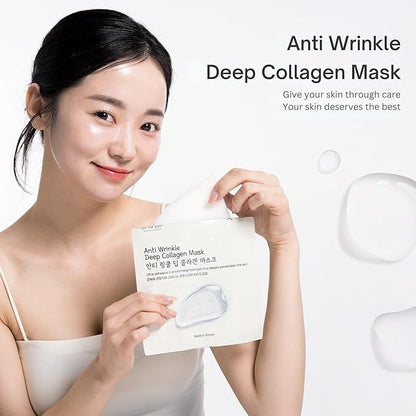 OHMYPURE Hydrogel AntiWrinkle Deep Collagen Face Mask 4+1 EA Ultimate Hydration, Improves Skin Texture, Affordable Luxury, Glowing Skin, Reduces Fine Lines & Wrinkles, Made in Korea (5, Deep Collagen)
