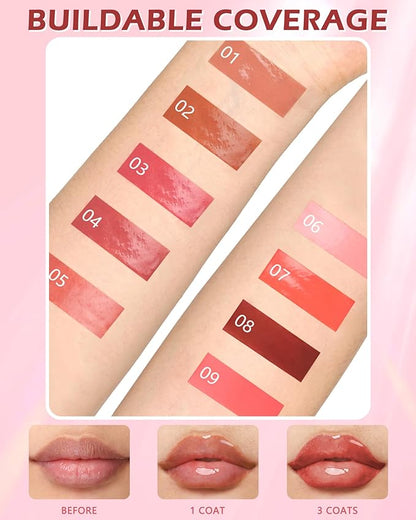 Hydrating Shimmer Lipstick,Moisturizing Jelly Lip Gloss,Dew Nude Lipstick Pen, Long Lasting Waterproof Tint Lip Balm Plumping Lip Stain Pen Glossy Butter Blam,Women's Day Makeup Gift for Women-01#