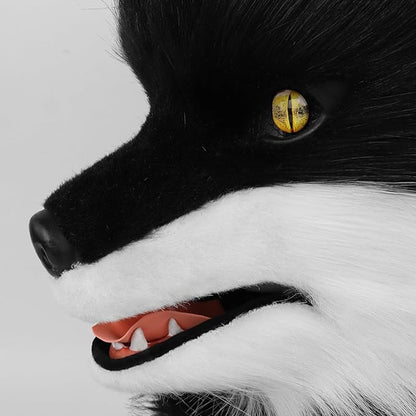 HAOAN Furry Dog Mask Animal Wolf Full Head for Halloween Fancy Dress Party Cosplay Costume Women Men