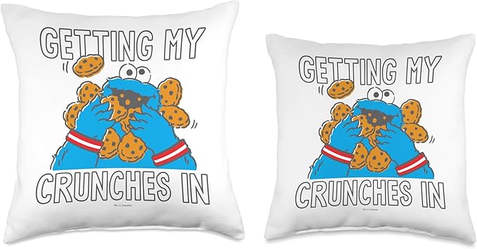 Sesame Street Cookie Monster My Crunches Throw Pillow, 18x18, Multicolor