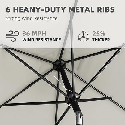 9FT Outdoor Patio Umbrella with Push Button Tilt and Crank, Beach Umbrella for Sun Shades, Market Umbrella with 6 Sturdy Metal Ribs, UV Resistant Waterproof for Garden, Backyard, Deck, Pool