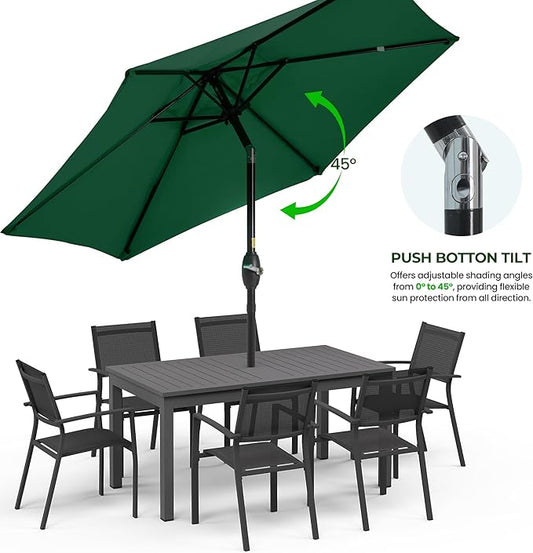 SUNVIVI OUTDOOR 7.5' Outdoor Patio Umbrella, Patio Umbrella, Market Umbrella, Metal Pole Umbrella with Push Button Tilt and Crank, 6 Ribs, Polyester Canopy