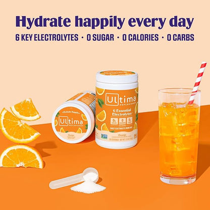 Ultima Replenisher Daily Electrolyte Drink Mix – Orange, 90 Servings – Hydration Powder with 6 Key Electrolytes & Trace Minerals – Keto Friendly, Vegan, Non- GMO & Sugar-Free Electrolyte Powder