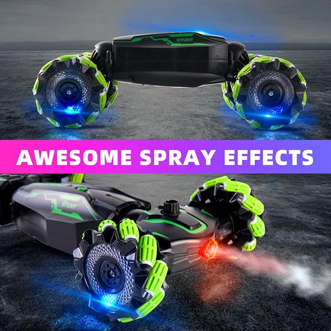 Gesture Sensing RC Stunt Car with Light & Music & Spray - Remote Control Cars for Boys 8-12 Toys, Best Birthday Gift for Kids 6 7 8 9 10 11 12+ Years Old, Cool Hand Controlled Drift Fast RC Car