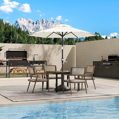 7.5FT Patio Umbrella Table Market Umbrella w/Tilt and Crank Heavy-Duty Round Outdoor Umbrellas for Garden, Deck, Backyard, Pool and Beach, Cream-White