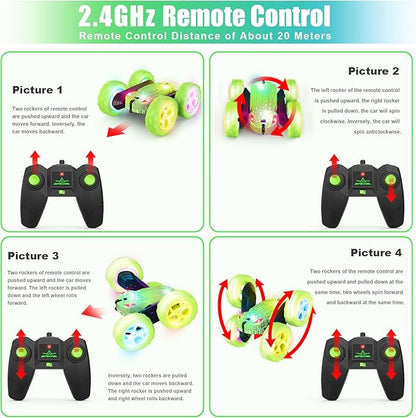 Remote Control Car, RC Cars Toys, 2.4GHz 4WD Fast RC Car Kids Toys Double Sided 360° Rotating Monster Truck Toys for Girls RC Truck Toy Cars for Boys