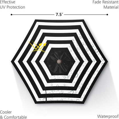 7.5Ft/9Ft Patio Umbrella, UV Protect Pool Umbrella with Heavy Duty Pole,Outdoor Umbrella with Push Botton Tilt & Crank