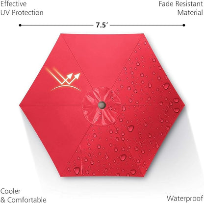 7.5Ft/9Ft Patio Umbrella, UV Protect Pool Umbrella with Heavy Duty Pole,Outdoor Umbrella with Push Botton Tilt & Crank