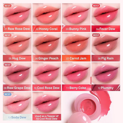 HINCE Raw Glow Dewy Ball - Tinted Lip Balm, Jelly Gloss Glow, Shine and Hydration, Lip & Blush Multiuse, Vegan, 0.12 oz. (13 colors) (BERRY COKE)